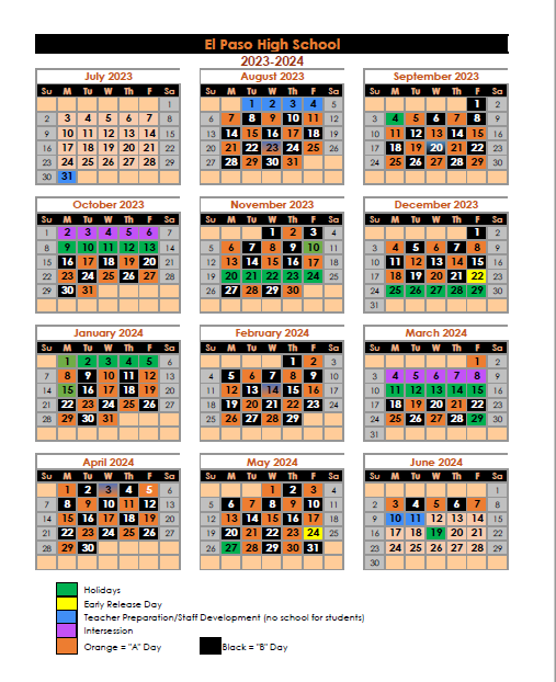 2023-2024 Orange and Black Schedule